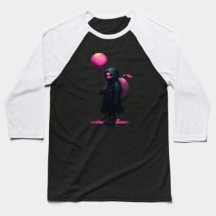 Spooky Skeleton - Goth Girl with a Pink Balloon Baseball T-Shirt